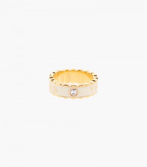 Anel Marc Jacobs The Scallop Medallion Ring Feminino Creme Douradas | SH0-8006