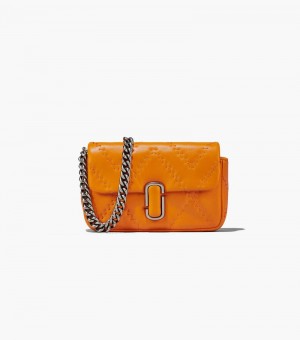 Bolsas Mini Marc Jacobs The Acolchoado Couro J Marc Mini Bag Feminino Laranja | SW2-5487