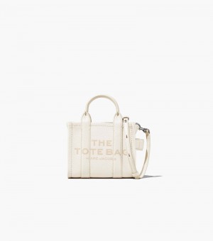 Bolsas Tote Marc Jacobs The Couro Micro Tote Bag Feminino Branco Prateadas | UA4-0264