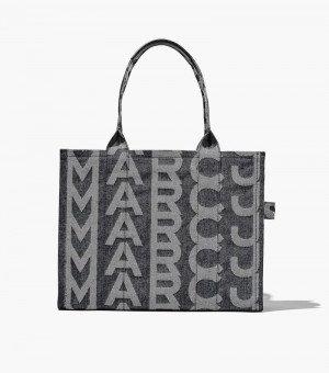 Bolsas Tote Marc Jacobs The Monogram Denim Large Tote Feminino Azuis | IY9-8900