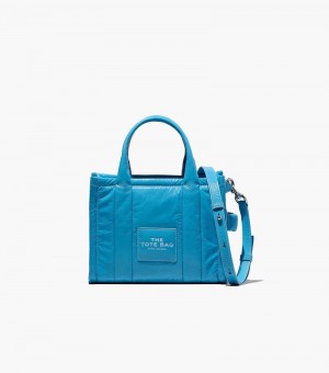 Bolsas Tote Marc Jacobs The Shiny Crinkle Mini Tote Feminino Azuis | ZA5-5424