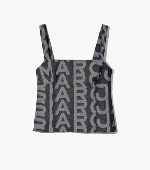 Camisetas Regata Marc Jacobs The Monogram Denim Bustier Top Feminino Azuis | DY8-1058