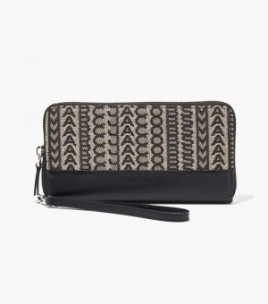 Carteiras Marc Jacobs The Monogram Jacquard Continental Wristlet Wallet Feminino Bege Multicoloridas | MN7-9995