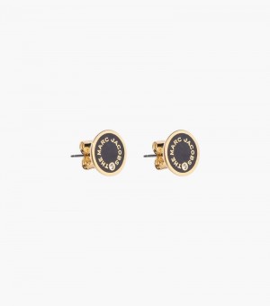 Studs Marc Jacobs The Medallion Studs Feminino Pretas Douradas | RT5-6884