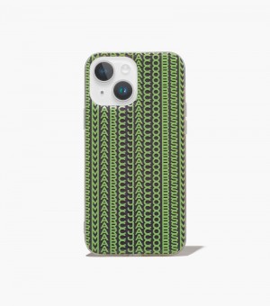 Tech Marc Jacobs The Monogram iPhone Case 14 Feminino Cinzentas Verdes | ZT6-8012