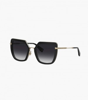 Óculos De Sol Marc Jacobs Icon Oversized Butterfly Sunglasses Feminino Pretas Douradas | YO9-3007