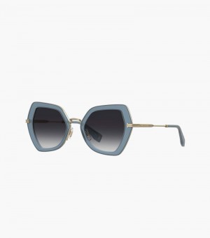 Óculos De Sol Marc Jacobs Icon Oversized Butterfly Sunglasses Feminino Azuis | UV0-4370