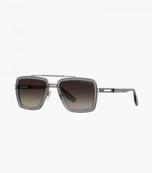 Óculos De Sol Marc Jacobs Icon Square Pilot Sunglasses Feminino Cinzentas | RW4-2932