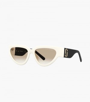 Óculos De Sol Marc Jacobs J Marc Cat Eye Sunglasses Feminino Branco Pretas | EQ2-9206