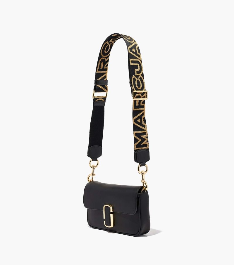 Acessórios De Bolsa Marc Jacobs The Outline Logo Webbing Alças Feminino Pretas Douradas | JT5-6008