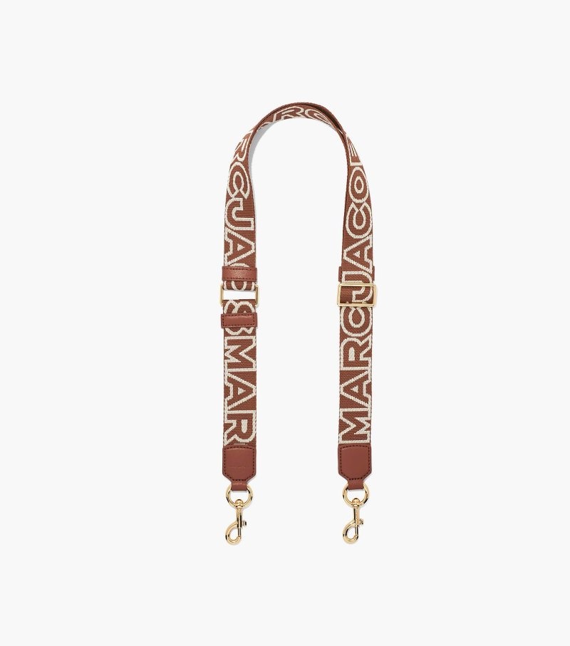 Acessórios De Bolsa Marc Jacobs The Thin Outline Logo Webbing Alças Feminino Chocolate Multicoloridas | FG8-6417