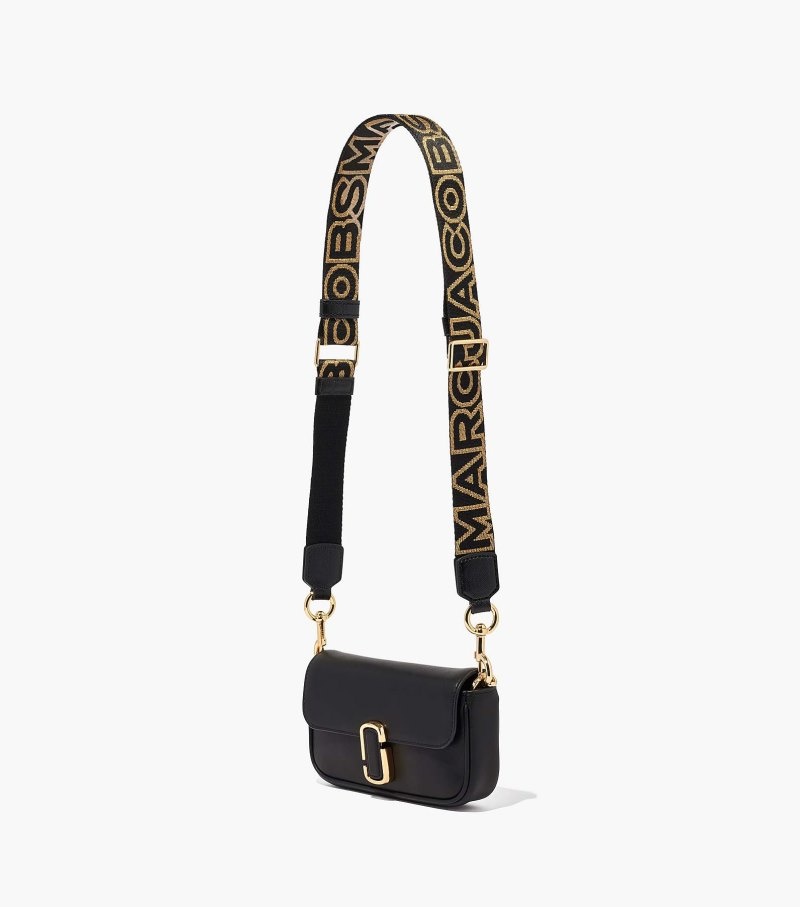 Acessórios De Bolsa Marc Jacobs The Thin Outline Logo Webbing Alças Feminino Pretas Douradas | LP9-2486