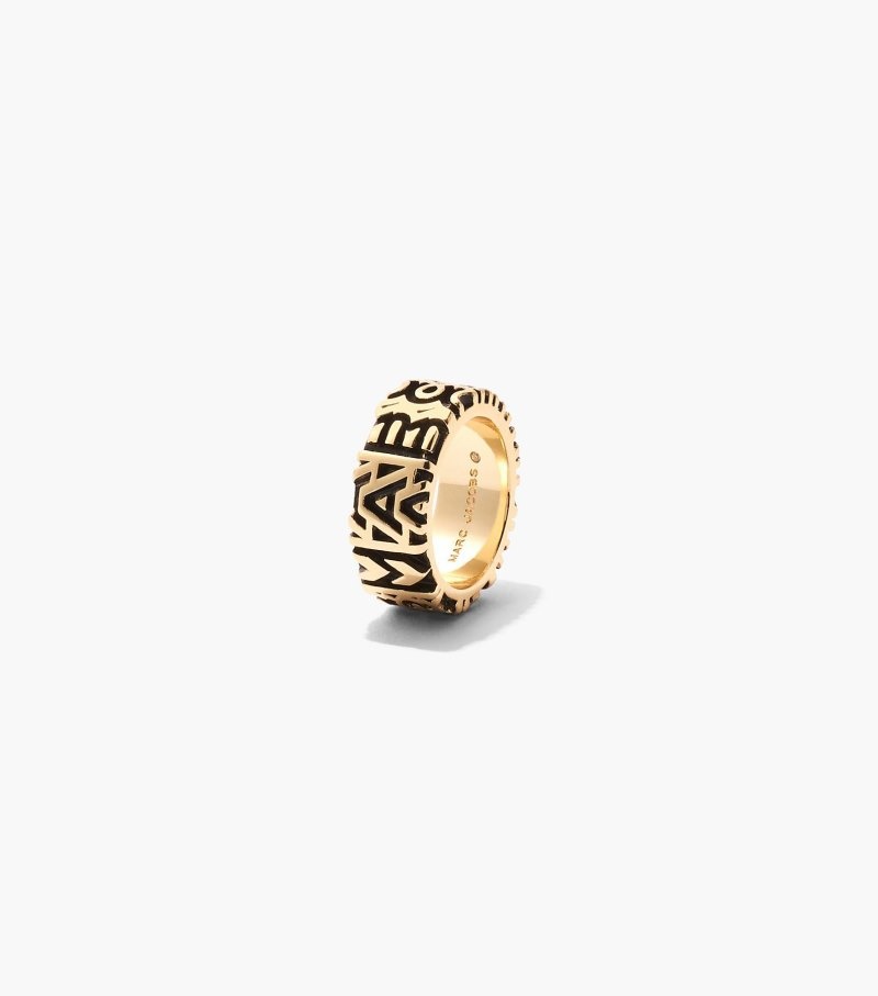 Anel Marc Jacobs The Monogram Engraved Ring Feminino Douradas | KS2-8965