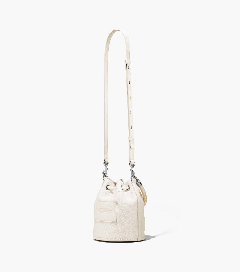 Bolsa Balde Marc Jacobs The Couro Bucket Bag Feminino Branco Prateadas | QN4-6717