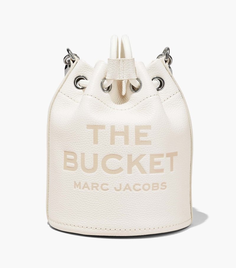 Bolsa Balde Marc Jacobs The Couro Bucket Bag Feminino Branco Prateadas | QN4-6717