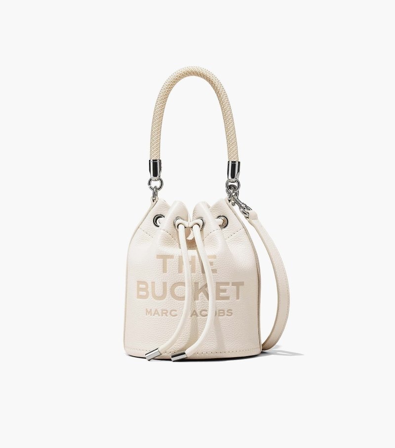 Bolsa Balde Marc Jacobs The Couro Bucket Bag Feminino Branco Prateadas | QN4-6717