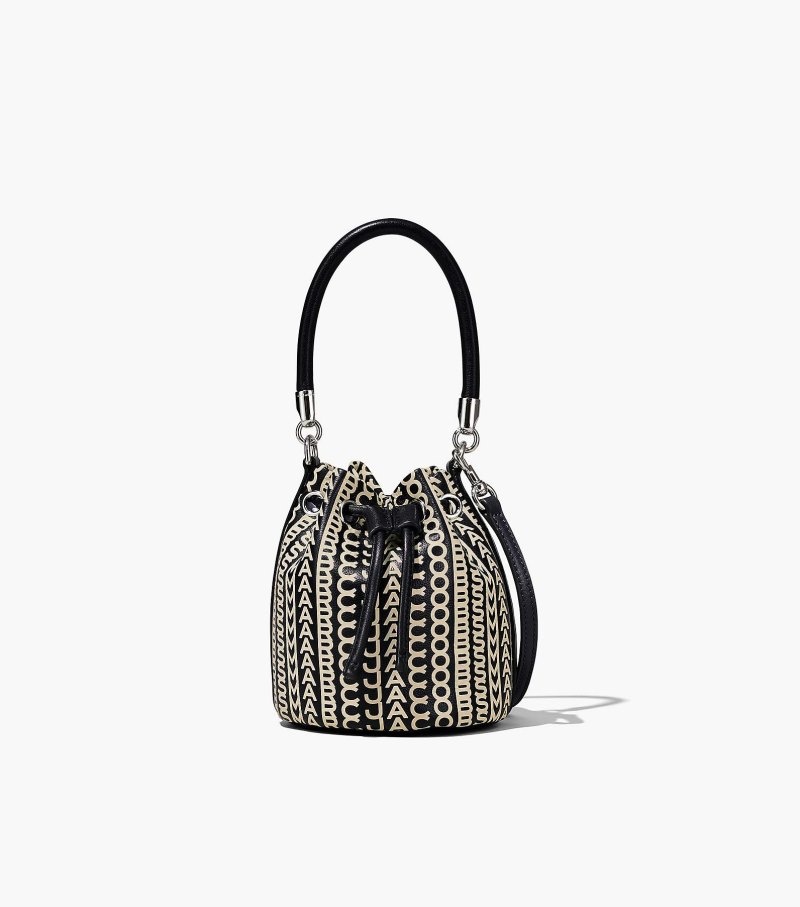 Bolsa Balde Marc Jacobs The Monogram Couro Micro Bucket Bag Feminino Pretas Branco | LY2-6648