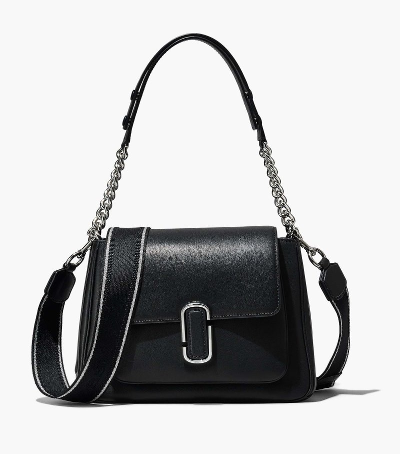 Bolsa Satchel Marc Jacobs The J Marc Chain Satchel Feminino Pretas Prateadas | IF2-0833