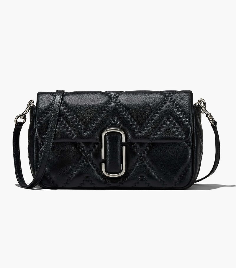 Bolsas De Ombro Marc Jacobs The Acolchoado Couro J Marc Large Shoulder Bag Feminino Pretas | PQ7-7939