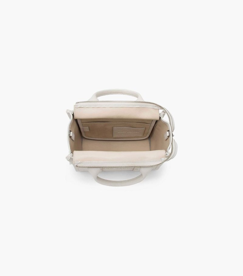 Bolsas Tote Marc Jacobs The Couro Mini Tote Bag Feminino Branco Prateadas | YY7-3540