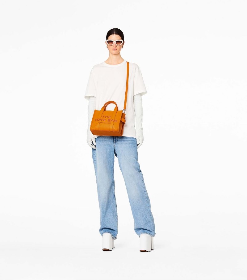 Bolsas Tote Marc Jacobs The Couro Mini Tote Bag Feminino Laranja | HU8-2121