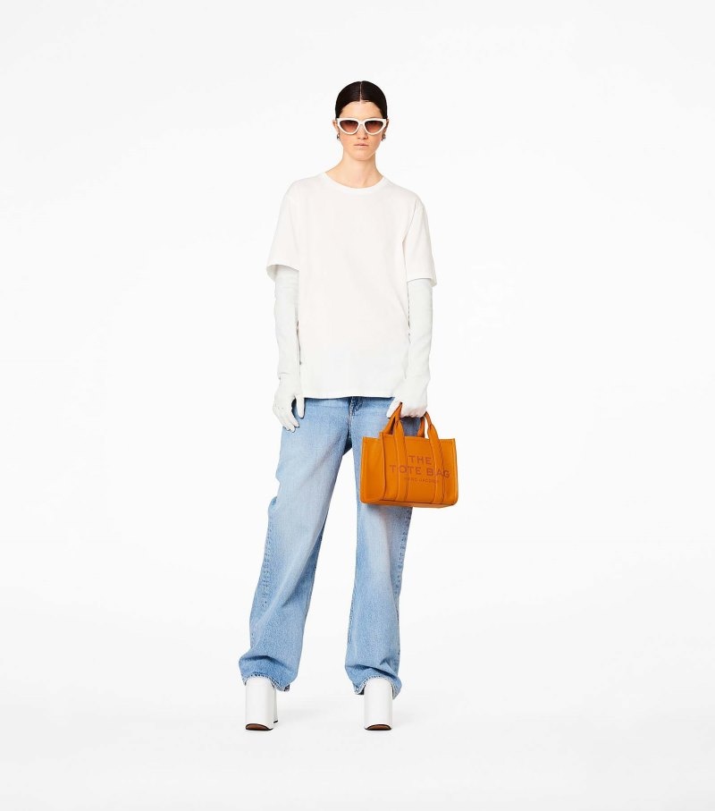 Bolsas Tote Marc Jacobs The Couro Mini Tote Bag Feminino Laranja | HU8-2121