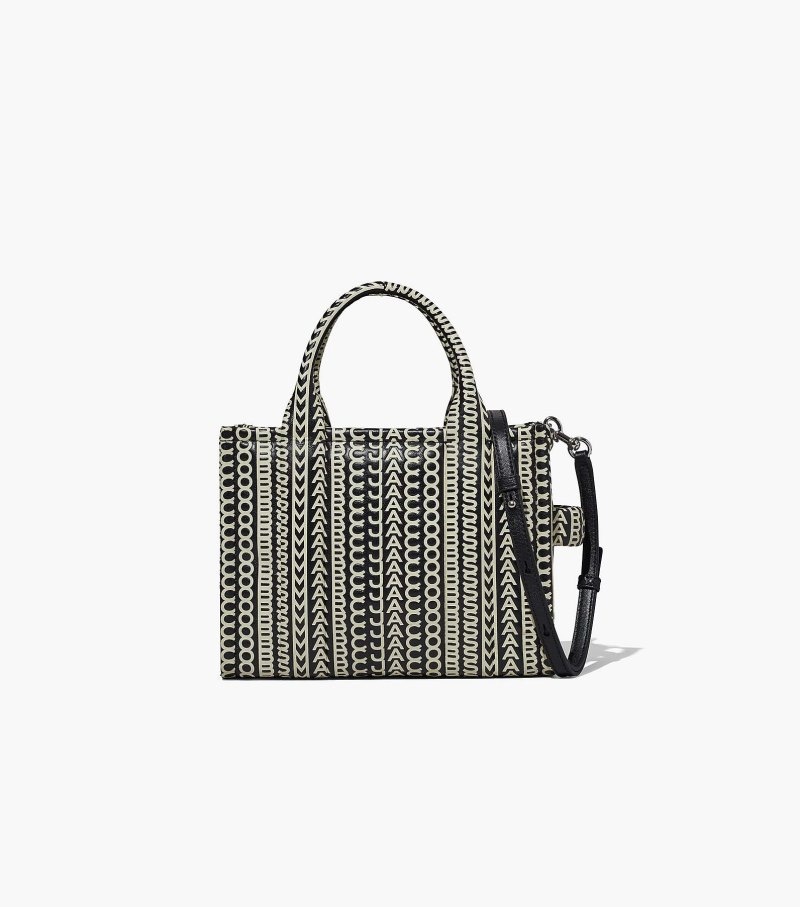 Bolsas Tote Marc Jacobs The Monogram Couro Mini Tote Feminino Pretas Branco | AO2-5355