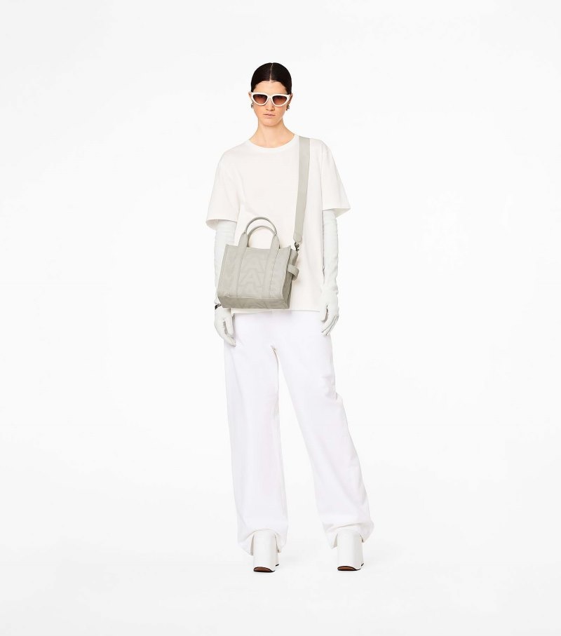 Bolsas Tote Marc Jacobs The Outline Monogram Mini Tote Bag Feminino Branco | MZ6-1701