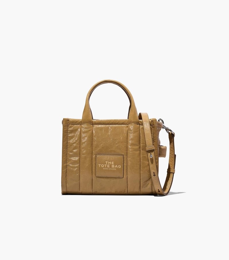 Bolsas Tote Marc Jacobs The Shiny Crinkle Mini Tote Feminino Luz Marrom | MU9-3681