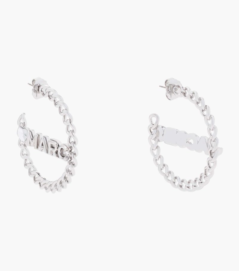 Brincos Marc Jacobs The Charmed Chain Hoops Feminino Prateadas | CG0-9563