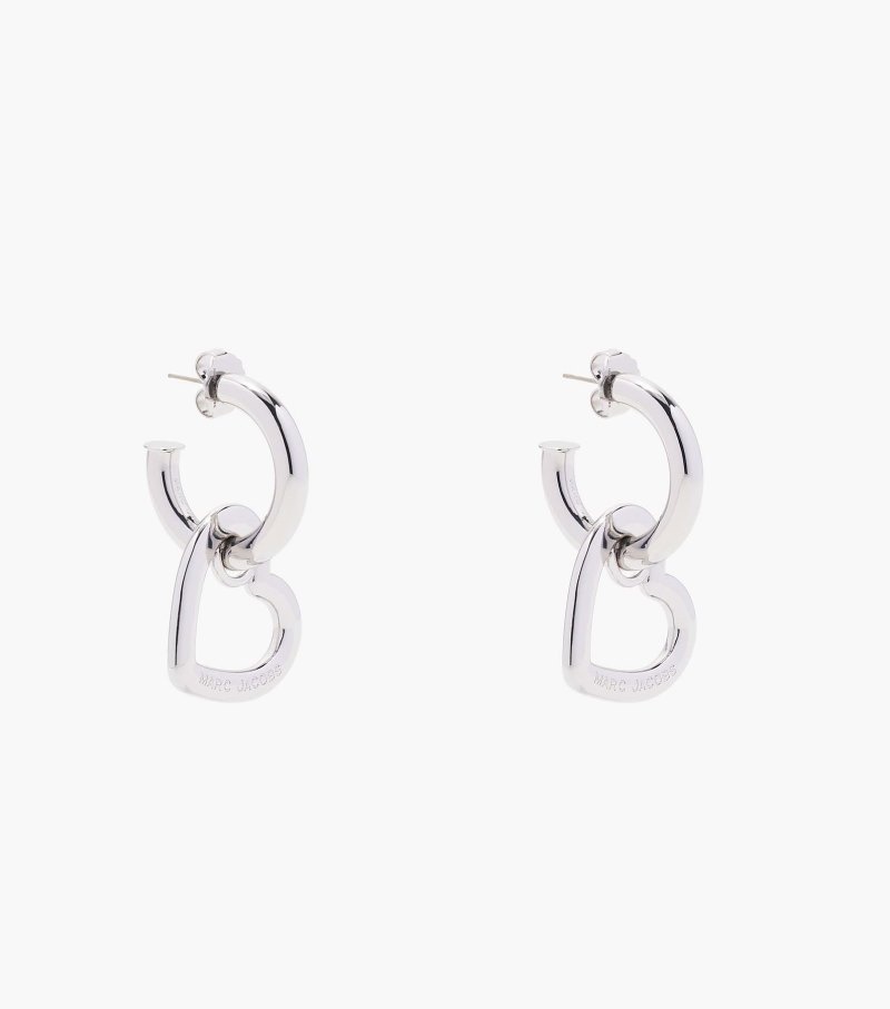 Brincos Marc Jacobs The Charmed Double Heart Hoops Feminino Prateadas | GZ1-5409