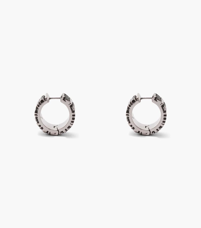 Brincos Marc Jacobs The Monogram Engraved Hoops Feminino Prateadas | AG6-2620