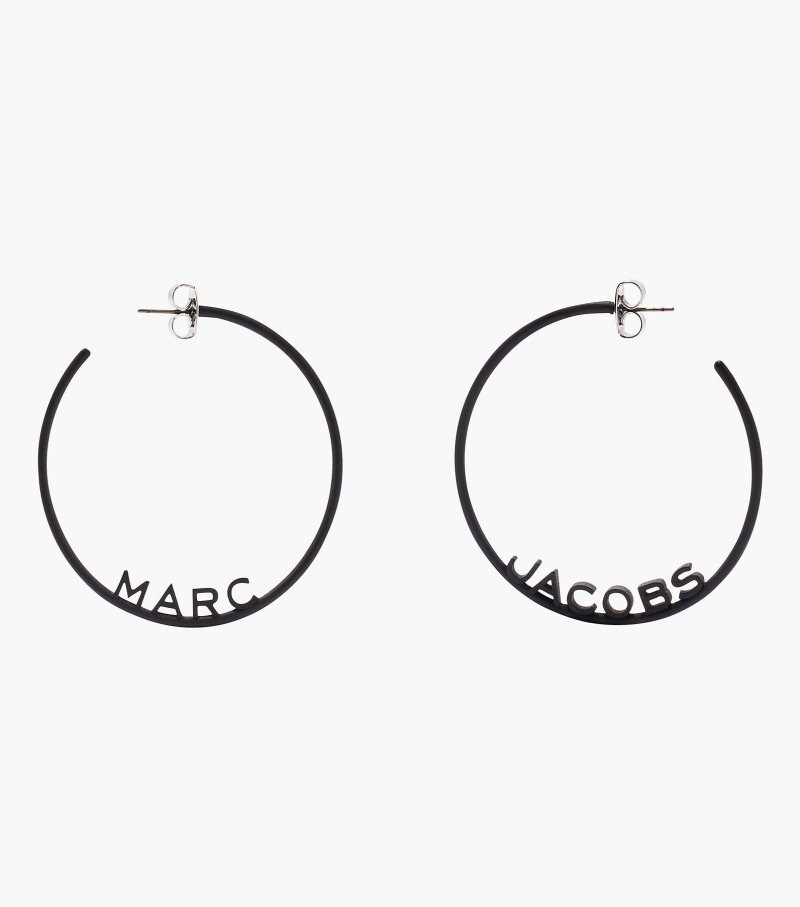 Brincos Marc Jacobs The Monogram Hoops DTM Feminino Pretas | KV0-1330