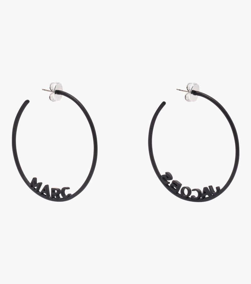 Brincos Marc Jacobs The Monogram Hoops DTM Feminino Pretas | KV0-1330