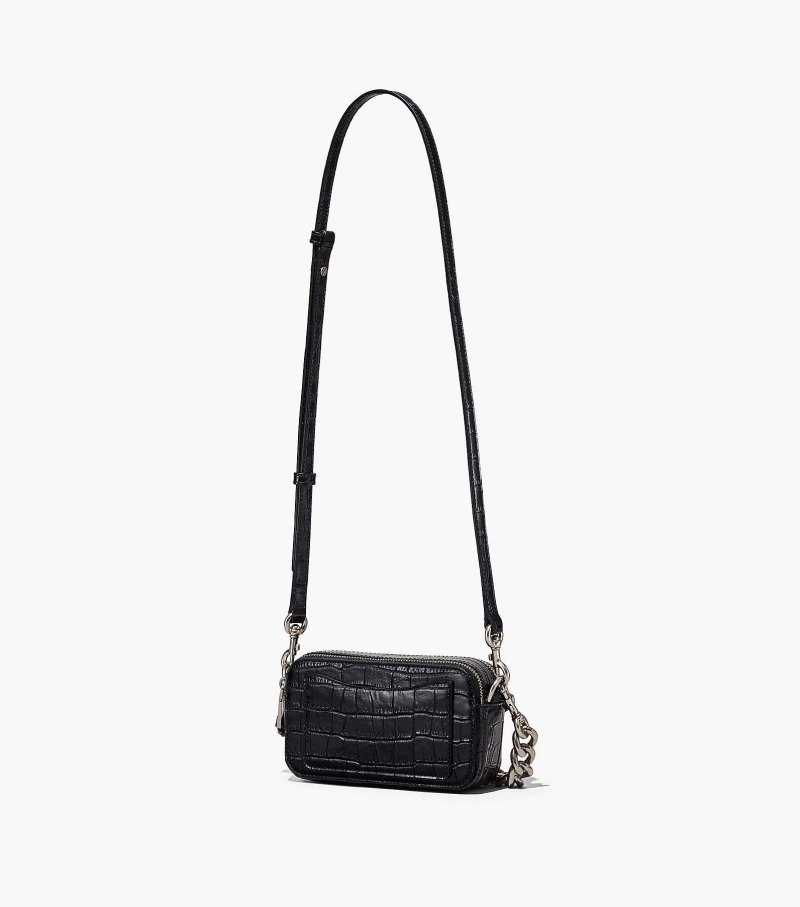 Camera Bolsas Marc Jacobs The Croc-Embossed Snapshot Feminino Pretas | CL2-7144