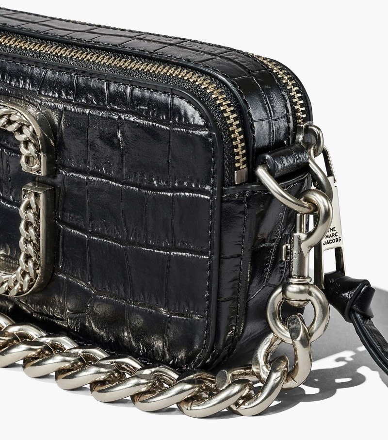 Camera Bolsas Marc Jacobs The Croc-Embossed Snapshot Feminino Pretas | CL2-7144