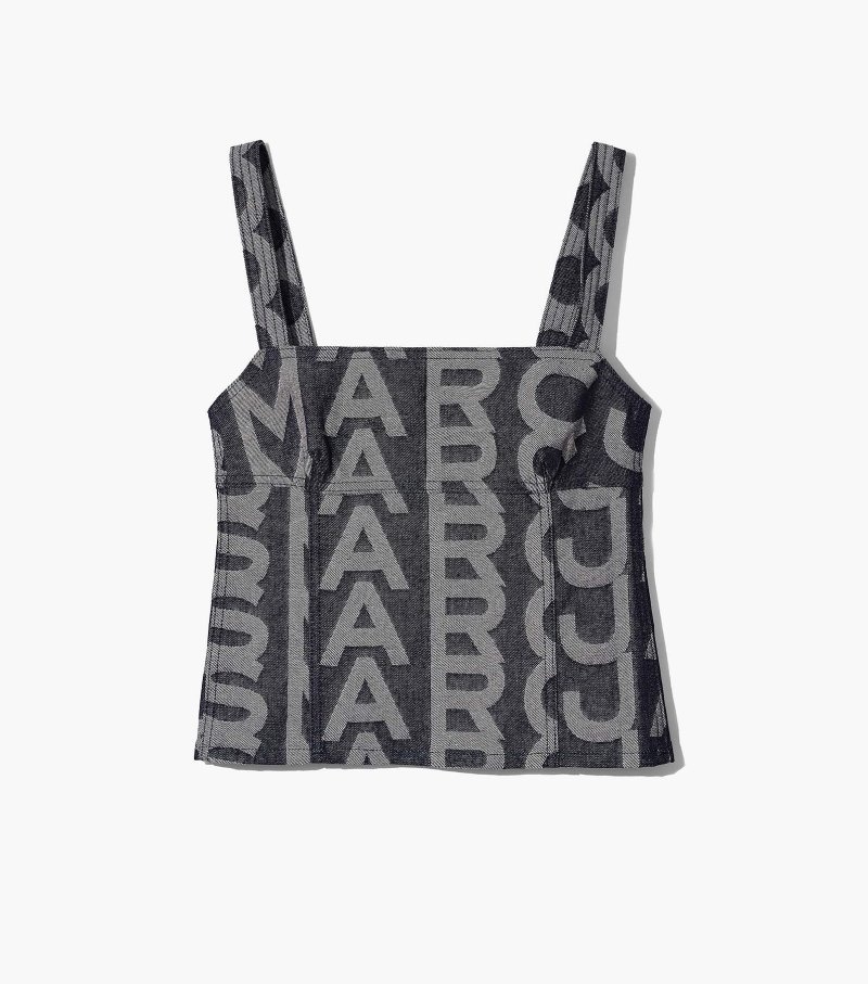 Camisetas Regata Marc Jacobs The Monogram Denim Bustier Top Feminino Azuis | DY8-1058