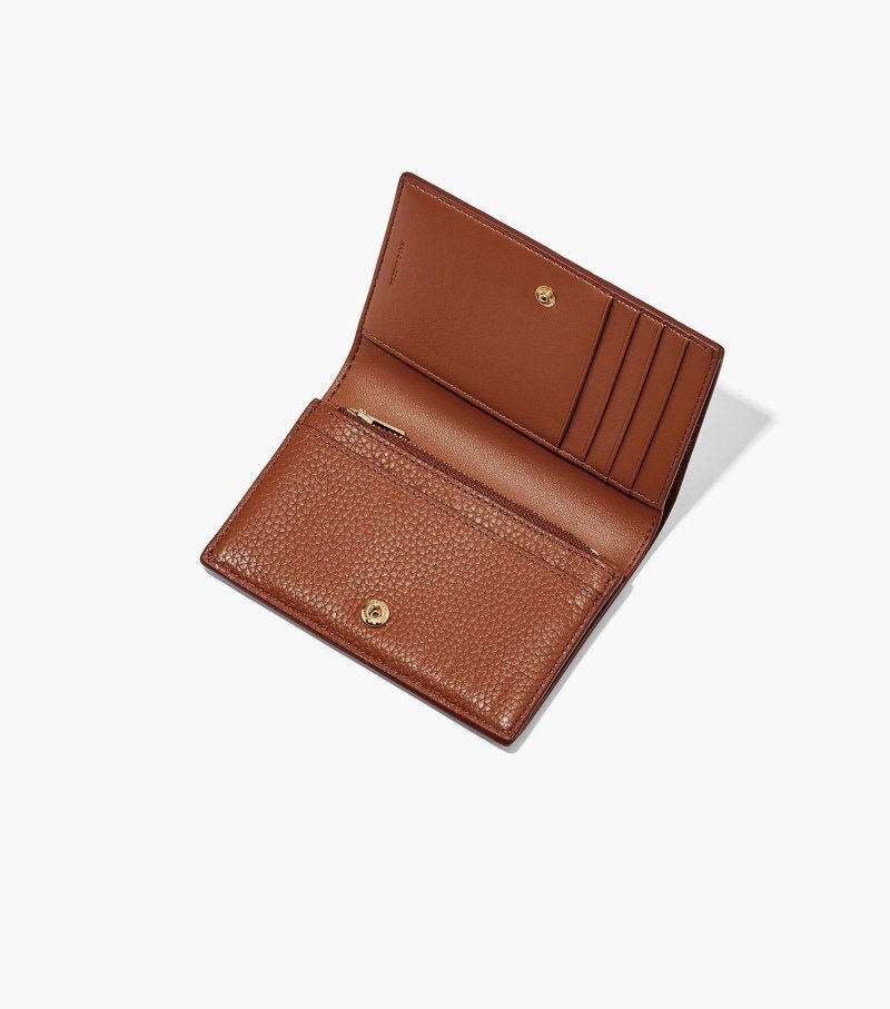 Carteiras Marc Jacobs The Couro Small Bifold Wallet Feminino Chocolate | MK7-1911