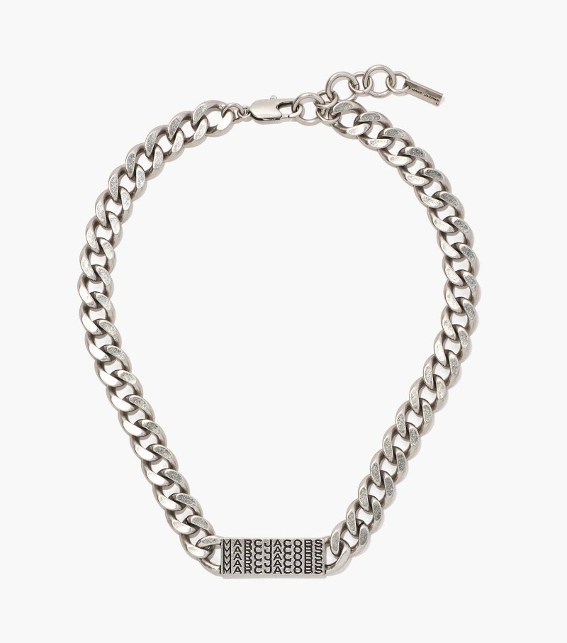 Colar Marc Jacobs The Barcode Monogram ID Chain Necklace Feminino Prateadas | MM7-6187