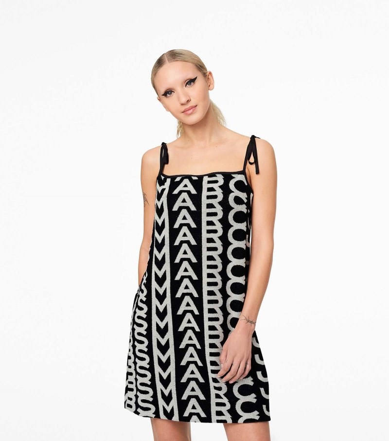 Vestidos Marc Jacobs Monogram Terry Apron Vestidos Feminino Pretas Branco | SW9-6687