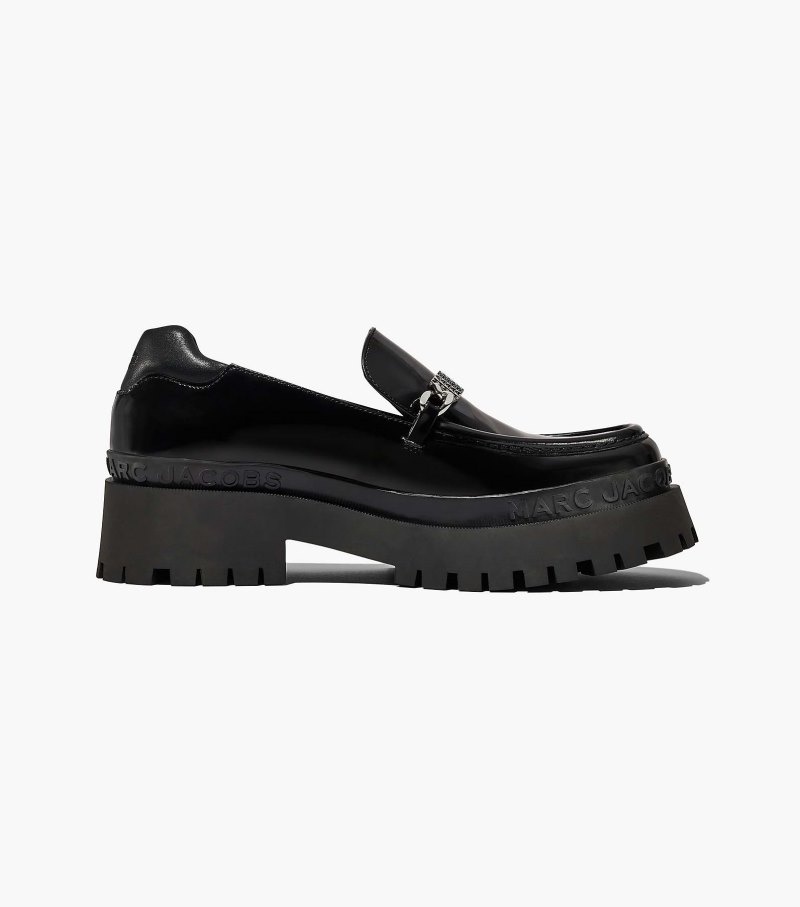 Mocassins Marc Jacobs The Couro Barcode Monogram Loafer Feminino Pretas | TI9-4965