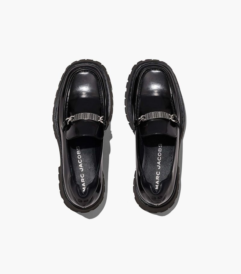 Mocassins Marc Jacobs The Couro Barcode Monogram Loafer Feminino Pretas | TI9-4965