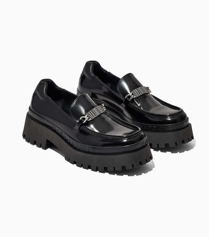 Mocassins Marc Jacobs The Couro Barcode Monogram Loafer Feminino Pretas | TI9-4965