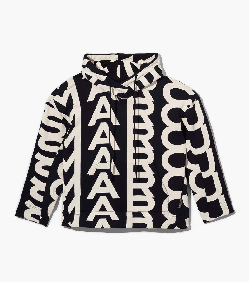 Moletom com Capuz Marc Jacobs Monogram Oversized Hoodie Feminino Pretas Branco | PF8-2111