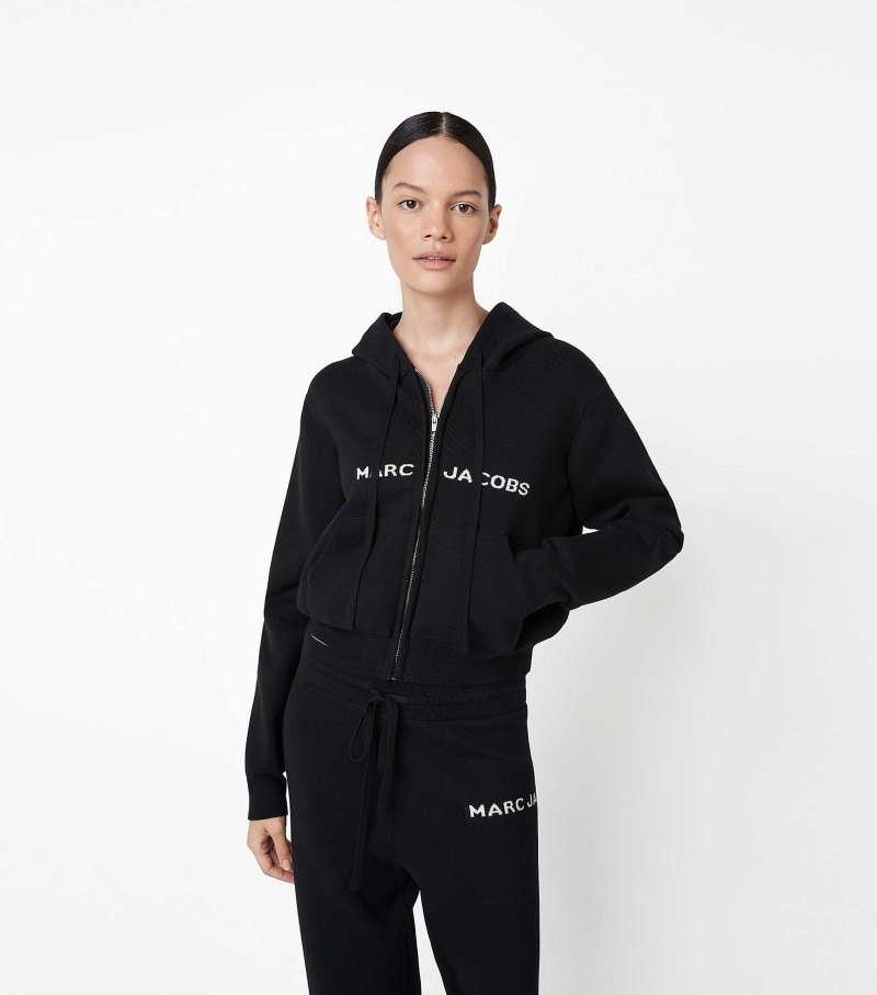 Moletom com Capuz Marc Jacobs The Cropped Zip Hoodie Feminino Pretas | VP8-4970