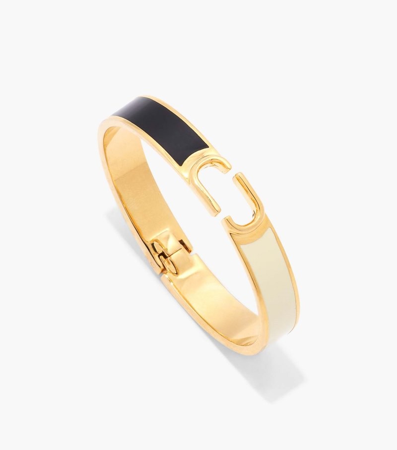 Pulseiras Marc Jacobs Hinge Bangle Feminino Pretas Douradas | FM4-9916