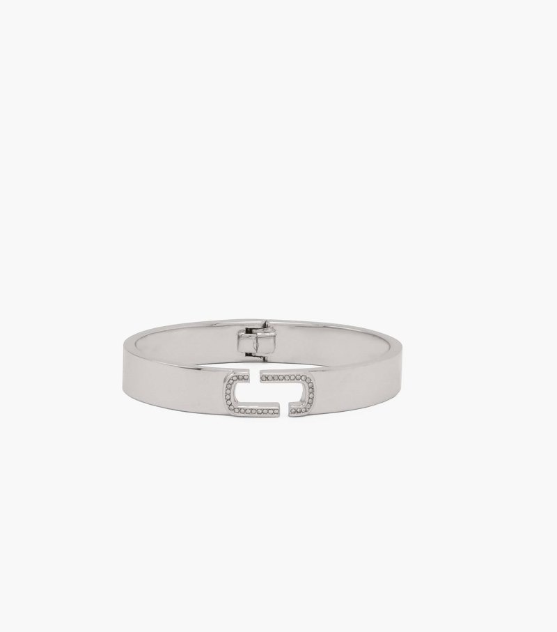 Pulseiras Marc Jacobs The J Marc Crystal Bangle Feminino Prateadas | UT2-8485