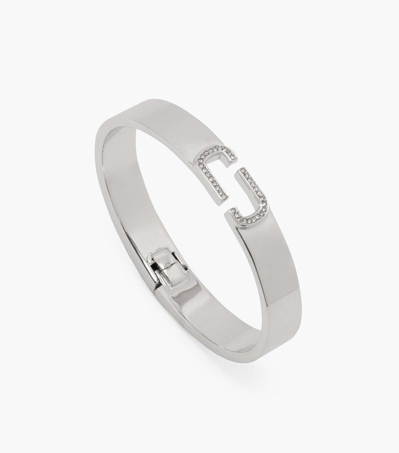 Pulseiras Marc Jacobs The J Marc Crystal Bangle Feminino Prateadas | UT2-8485