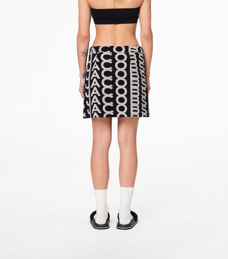 Saias Marc Jacobs Monogram Terry Skirt Feminino Pretas Branco | XJ1-5217