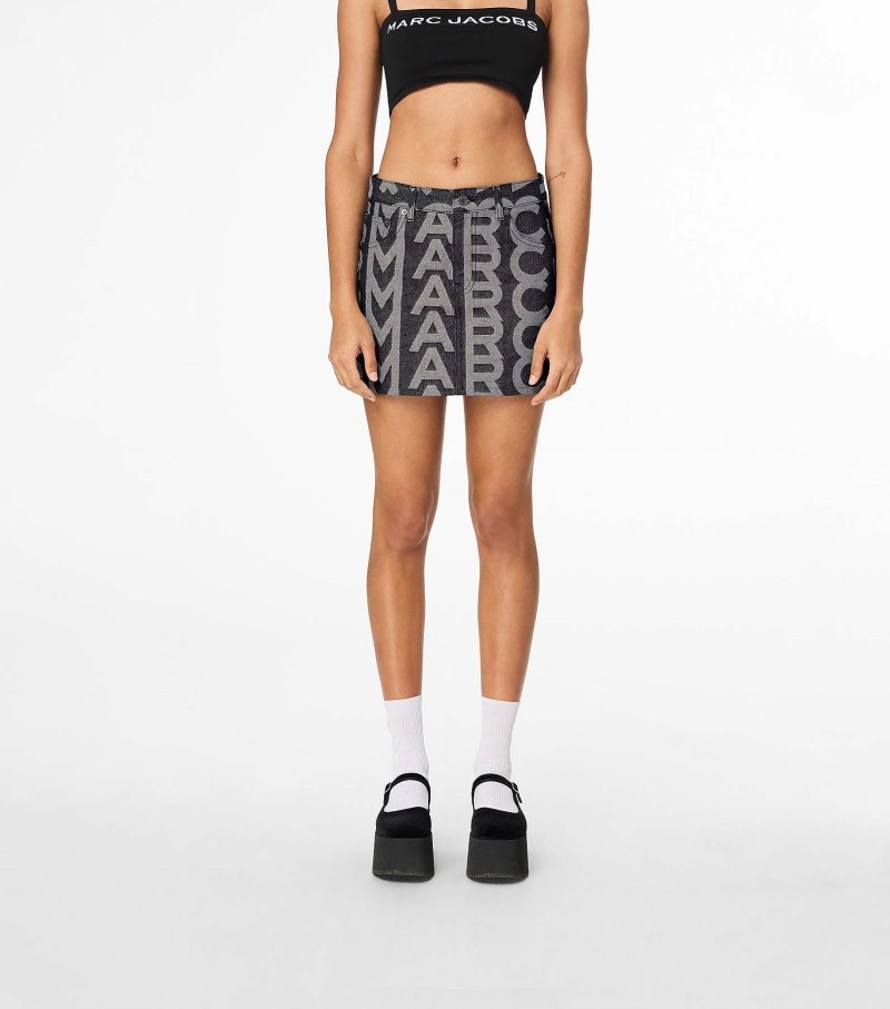 Saias Marc Jacobs The Monogram Denim Mini Skirt Feminino Azuis | QP6-6993